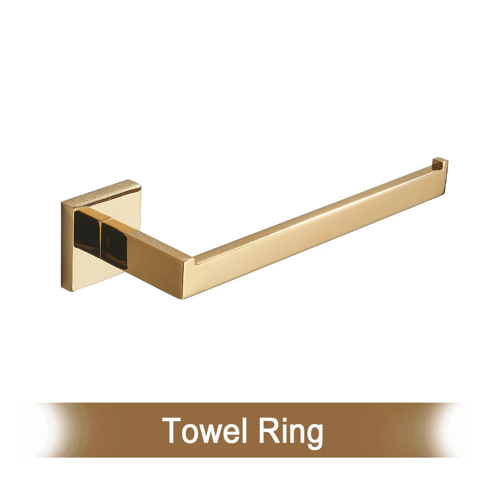 Gold Bathroom Hardware Set Wall-mounted Stainless Steel Clothes Hook Toilet Paper Holder Towel Bar Kitchen Facilities