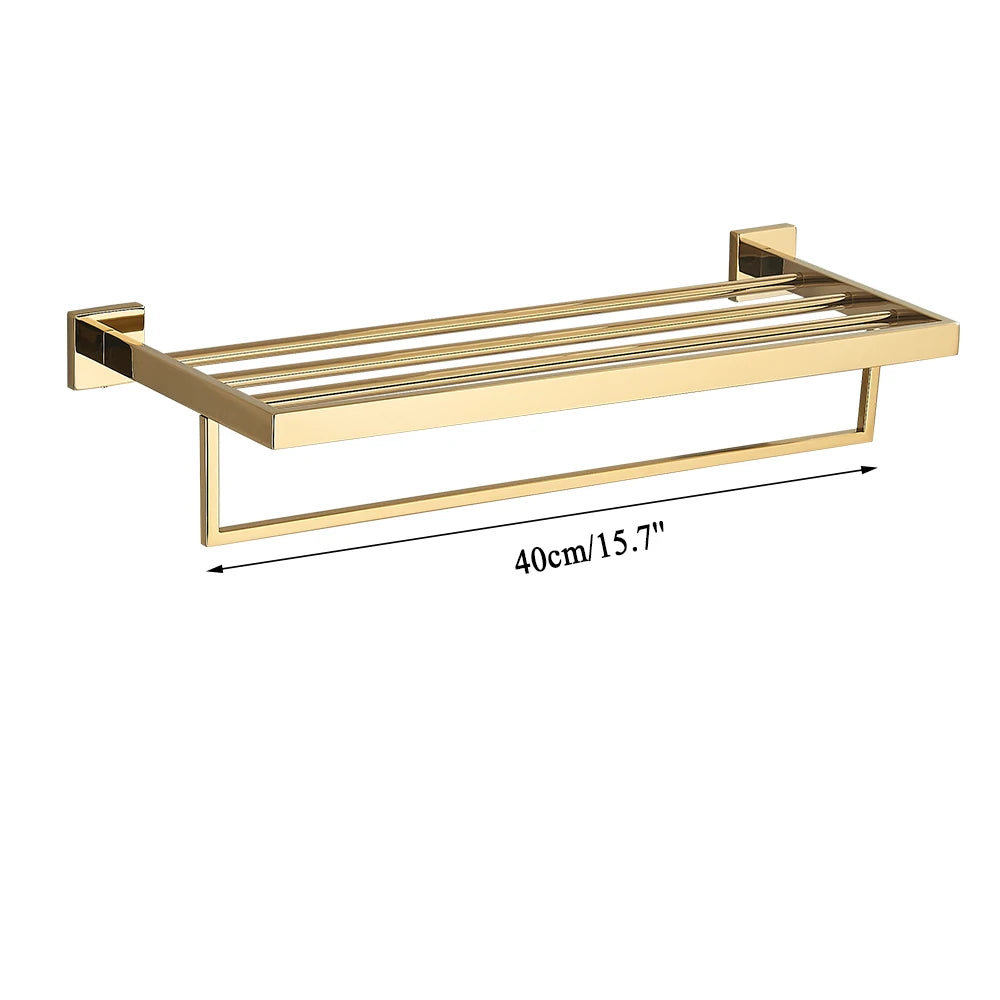 Gold Bathroom Hardware Set Wall-mounted Stainless Steel Clothes Hook Toilet Paper Holder Towel Bar Kitchen Facilities