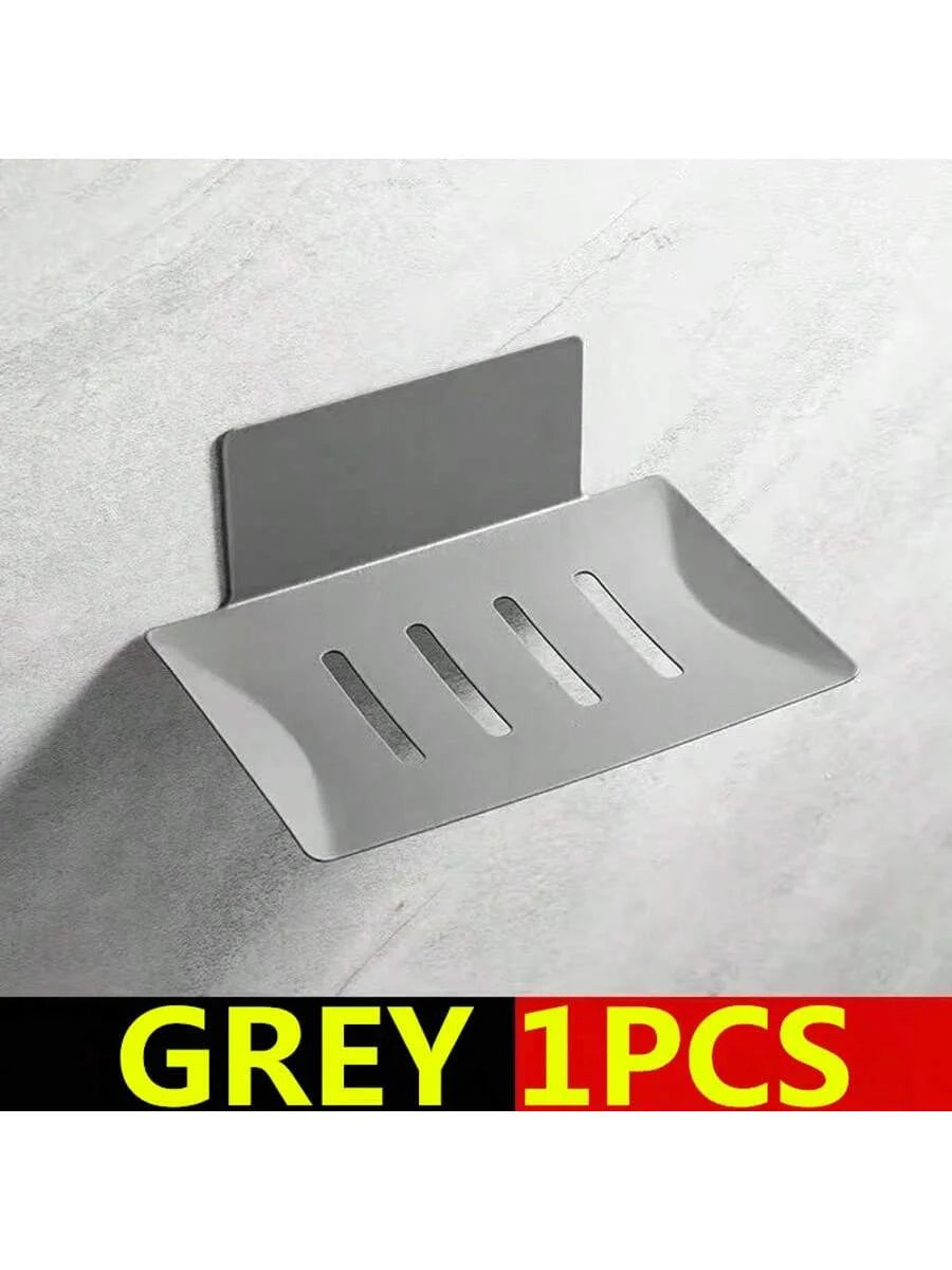 Black carbon steel soap dish, non-perforated, wall-mounted bathroom soap dish, bathroom soap holder