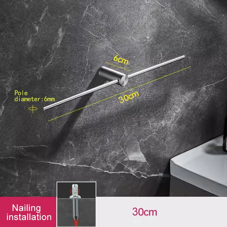 30/40/55cm Movable Towel Rack Towel Hanger Bath Towel Holder Wall Towel Bar Space Aluminum Bathroom Shelf Kitchen Storage Rack