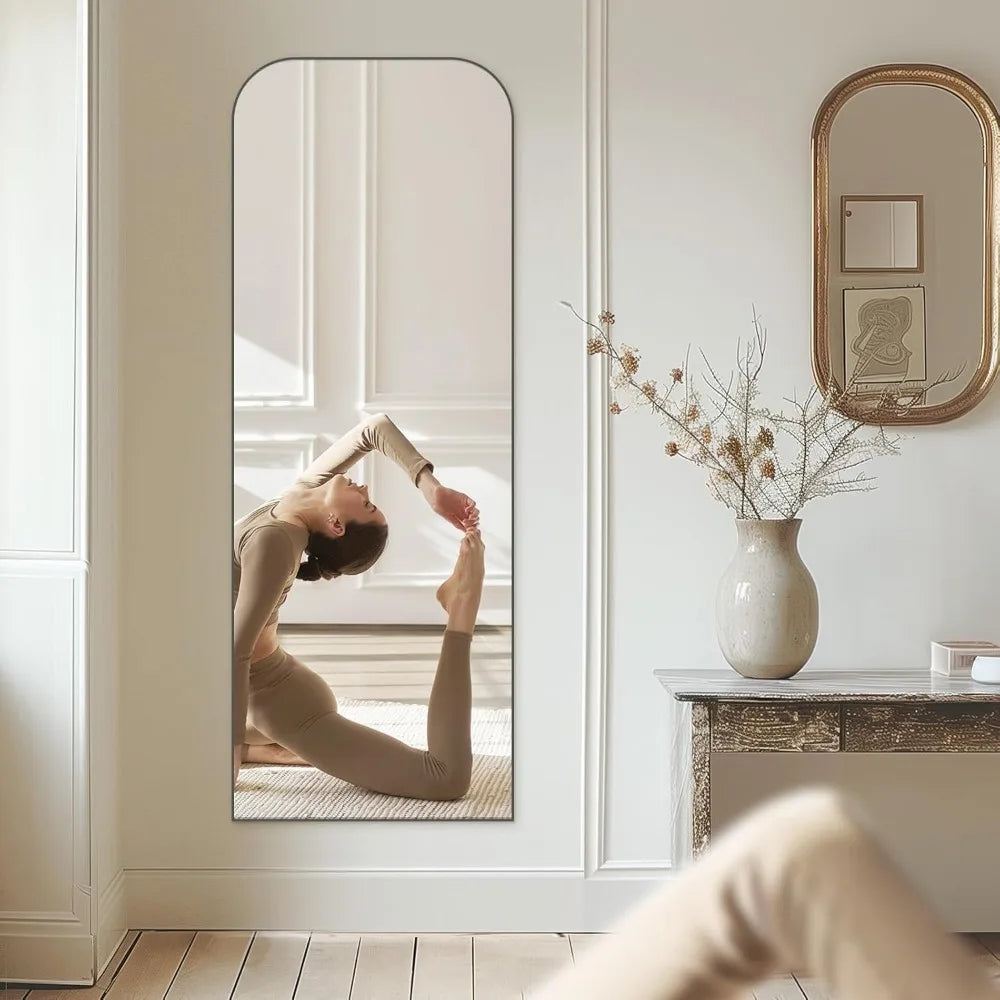 Full Length MirrorFreestanding Arched Floor Standing Mirror Full Body with Stand Hanging Wall Mounted for Living Room