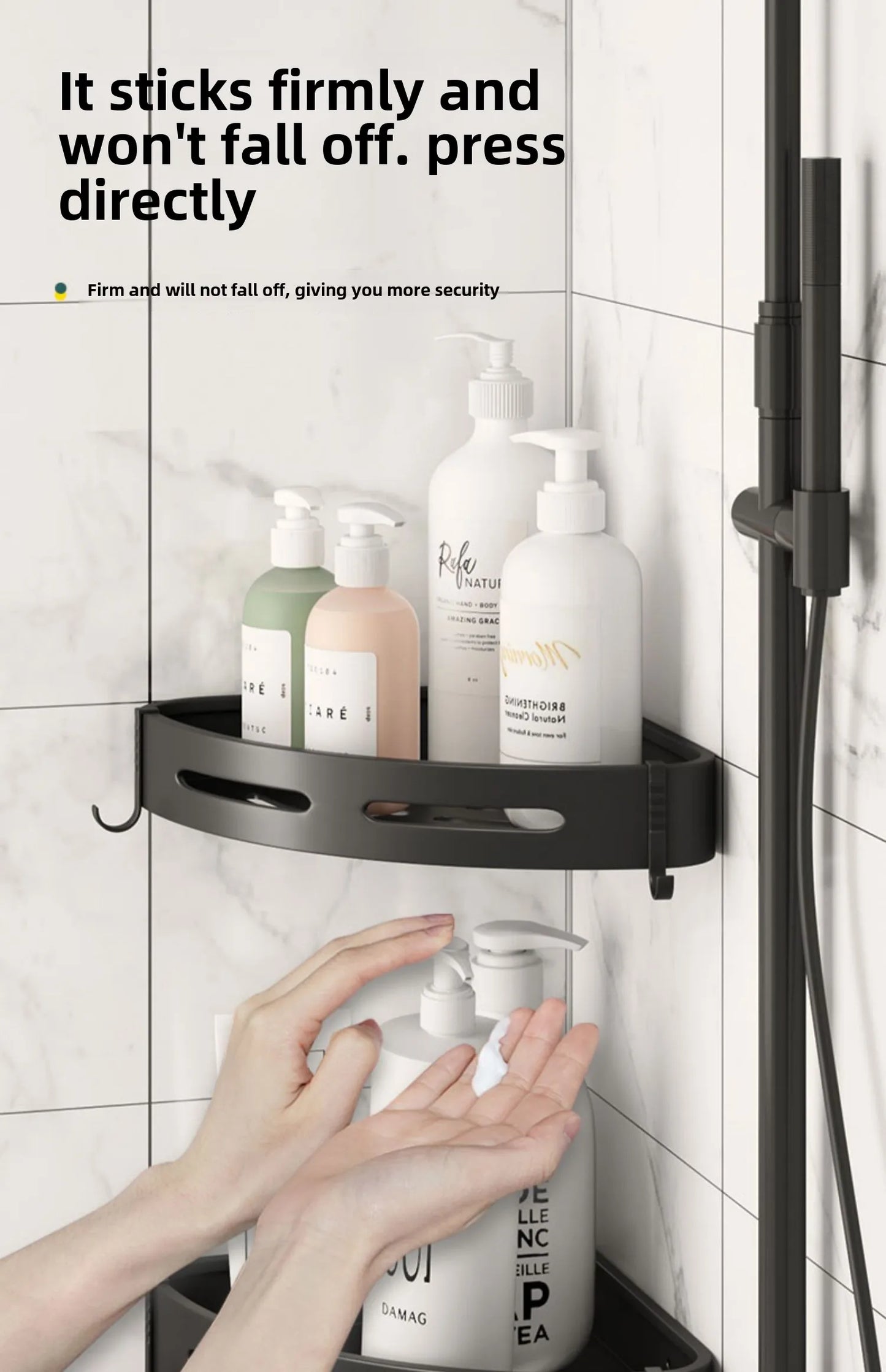 3/2/1 PCS Strong Adhesive No Drill Shower Shelf Storage Upgraded Waterproof Bathroom Organizer Shampoo & Towel Holder Wall Mount