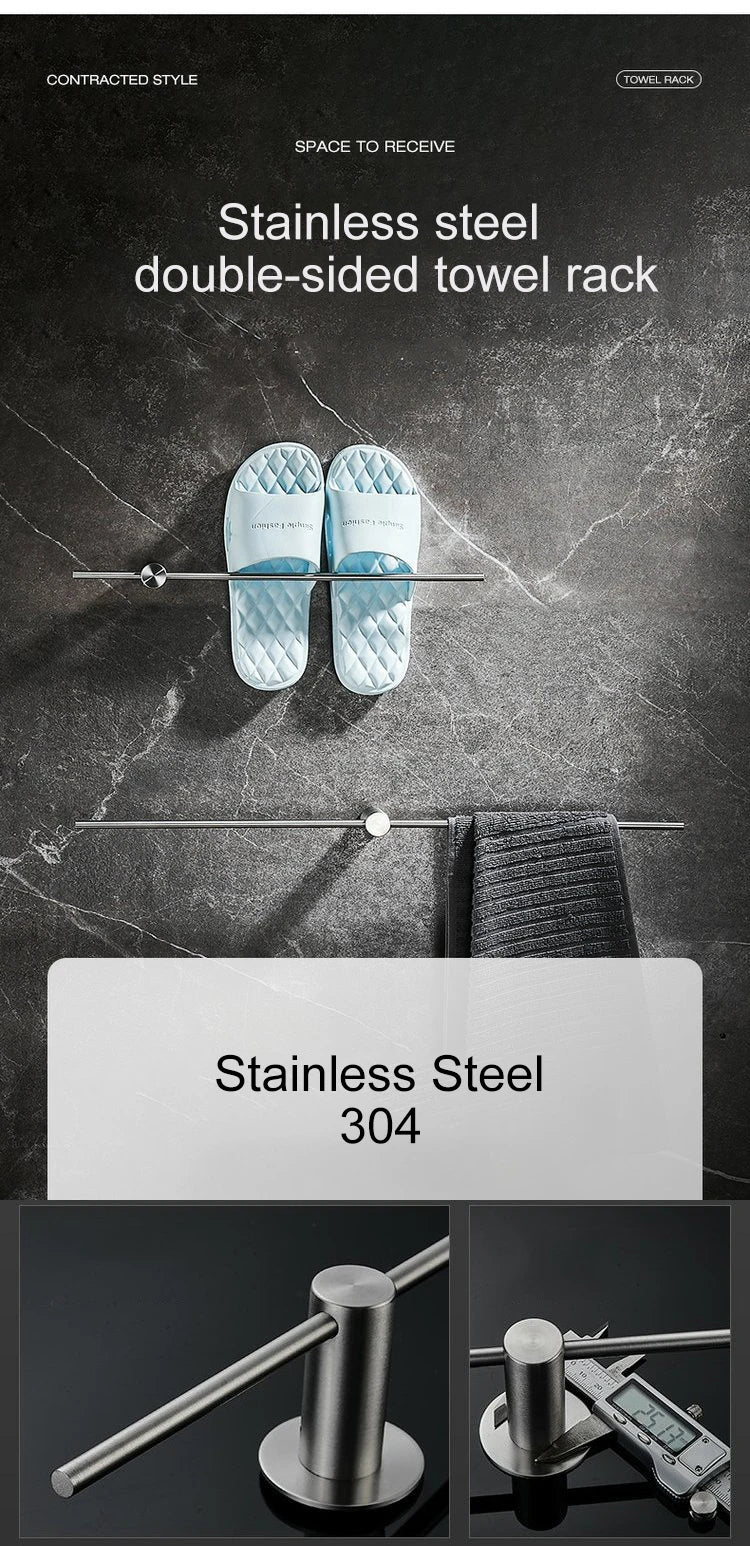 30/40/55cm Movable Towel Rack Towel Hanger Bath Towel Holder Wall Towel Bar Space Aluminum Bathroom Shelf Kitchen Storage Rack