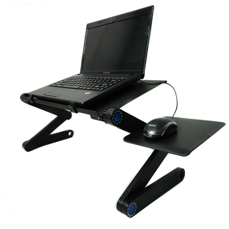 Adjustable Laptop Desk Stand Portable Aluminum Alloy Lapdesk For TV Bed Sofa PC Notebook With Mouse Pad Table Desk Stand Black