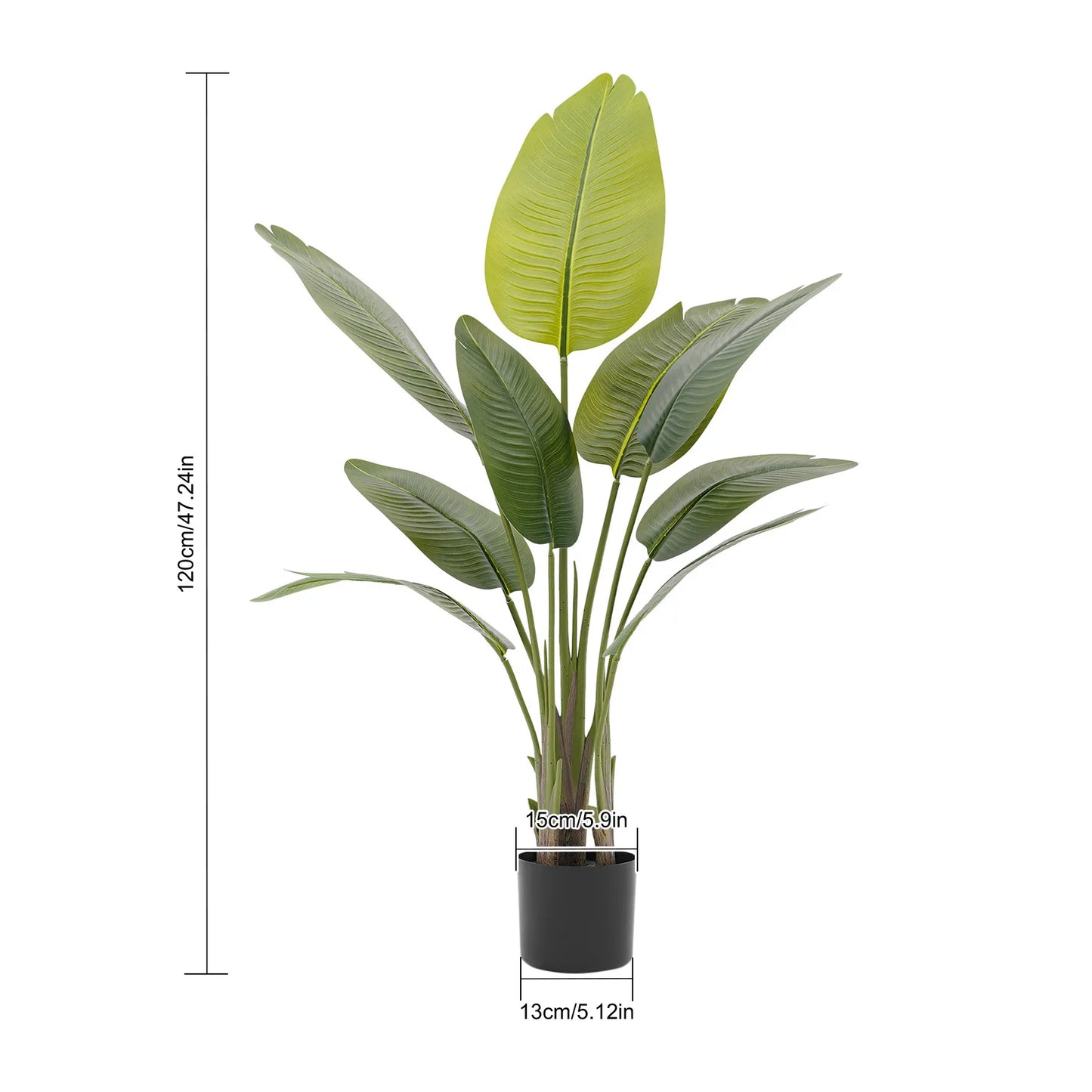 2Pcs Artificial Plants, Simulation Plants with Base, Fake Greenery Traveler Banana Leaf, Indoor Outdoor Home Office Decoration
