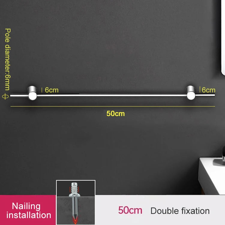 30/40/55cm Movable Towel Rack Towel Hanger Bath Towel Holder Wall Towel Bar Space Aluminum Bathroom Shelf Kitchen Storage Rack