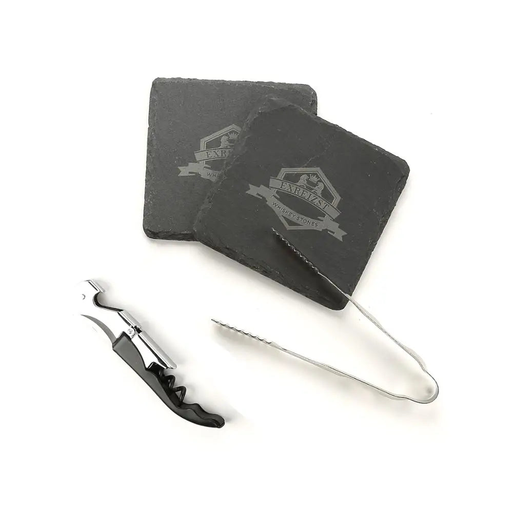 Whiskey Stones Gift Set - Whiskey Glass Set of 2 - Granite Chilling Whiskey Rocks - Scotch Bourbon Whiskey Glass Gift Box Set