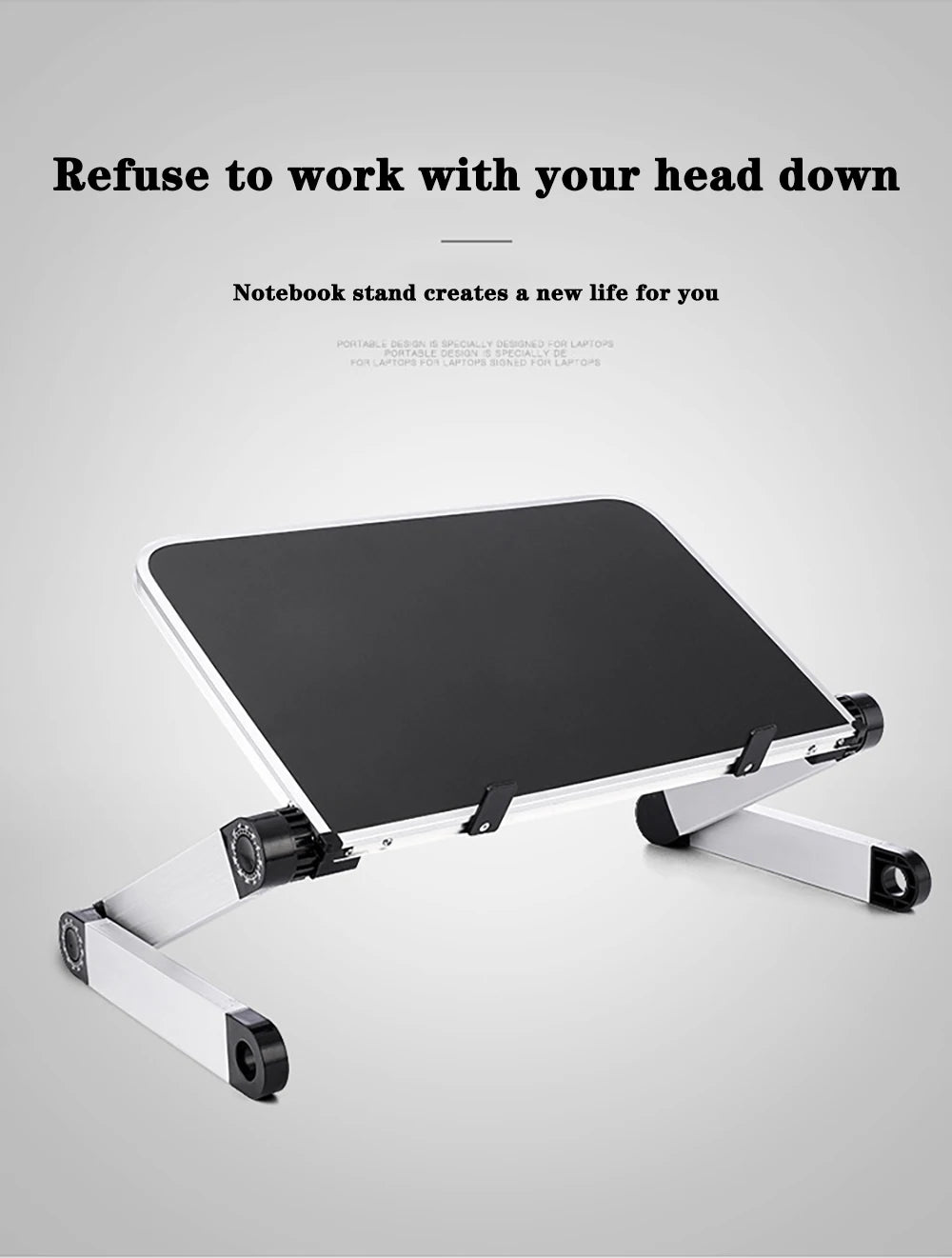 Adjustable Laptop Desk Stand Portable Aluminum Alloy Lapdesk For TV Bed Sofa PC Notebook With Mouse Pad Table Desk Stand Black
