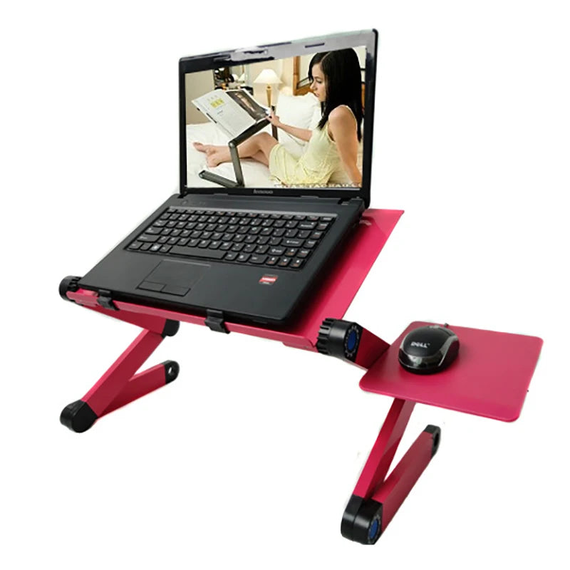 Adjustable Laptop Desk Stand Portable Aluminum Alloy Lapdesk For TV Bed Sofa PC Notebook With Mouse Pad Table Desk Stand Black