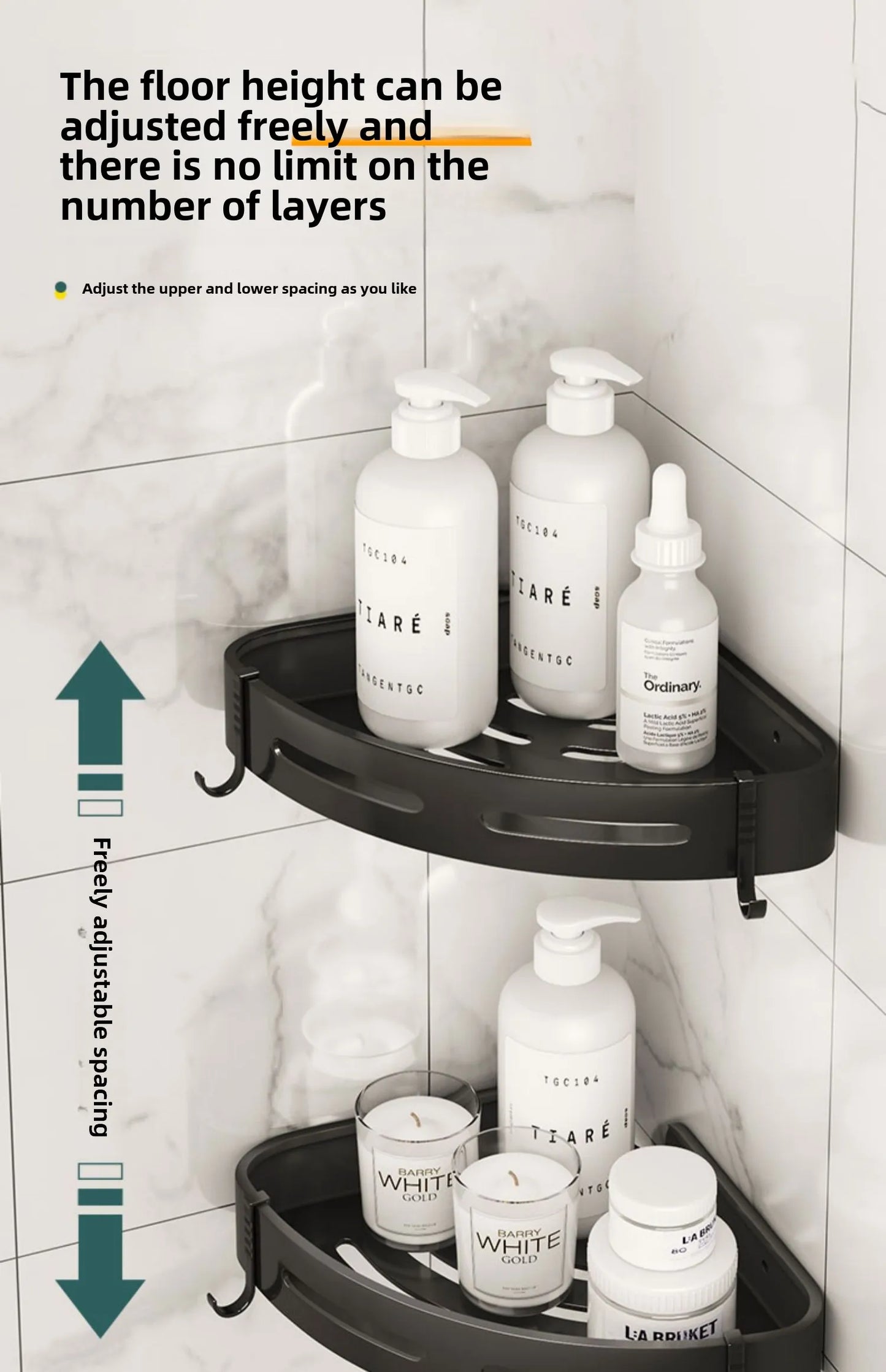 3/2/1 PCS Strong Adhesive No Drill Shower Shelf Storage Upgraded Waterproof Bathroom Organizer Shampoo & Towel Holder Wall Mount