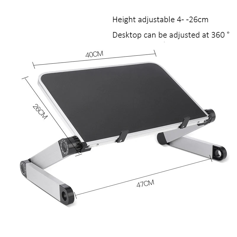 Adjustable Laptop Desk Stand Portable Aluminum Alloy Lapdesk For TV Bed Sofa PC Notebook With Mouse Pad Table Desk Stand Black