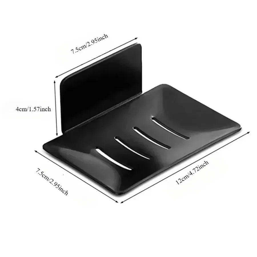 Black carbon steel soap dish, non-perforated, wall-mounted bathroom soap dish, bathroom soap holder