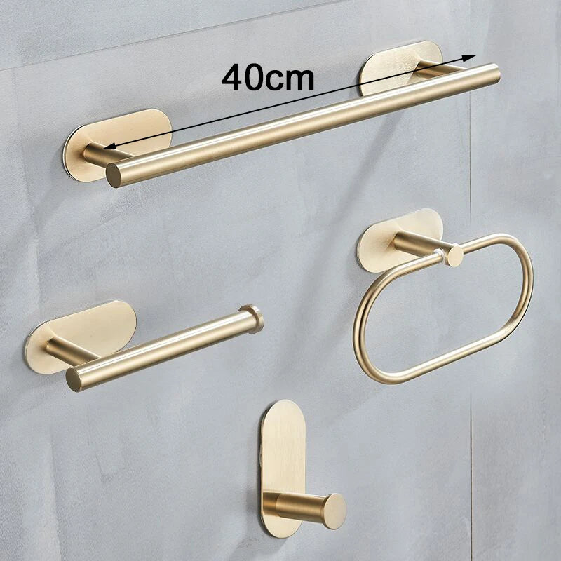 Gold Bathroom Hardware Set Wall-mounted Stainless Steel Clothes Hook Toilet Paper Holder Towel Bar Kitchen Facilities