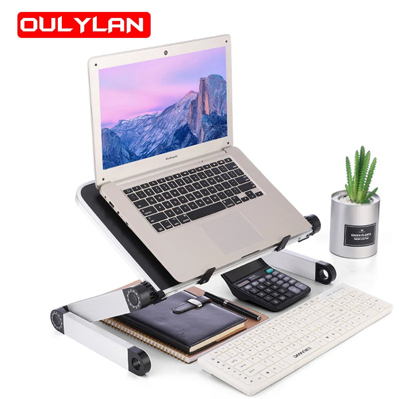 Adjustable Laptop Desk Stand Portable Aluminum Alloy Lapdesk For TV Bed Sofa PC Notebook With Mouse Pad Table Desk Stand Black