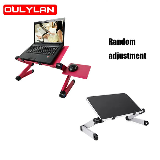 Adjustable Laptop Desk Stand Portable Aluminum Alloy Lapdesk For TV Bed Sofa PC Notebook With Mouse Pad Table Desk Stand Black
