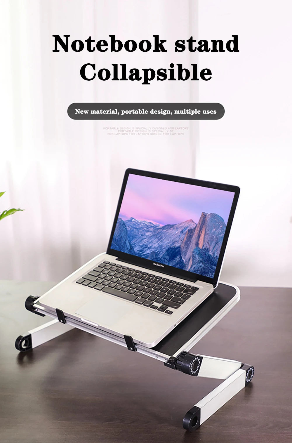 Adjustable Laptop Desk Stand Portable Aluminum Alloy Lapdesk For TV Bed Sofa PC Notebook With Mouse Pad Table Desk Stand Black
