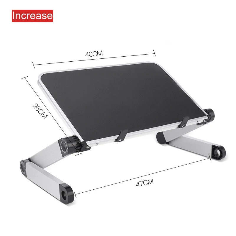 Adjustable Laptop Desk Stand Portable Aluminum Alloy Lapdesk For TV Bed Sofa PC Notebook With Mouse Pad Table Desk Stand Black