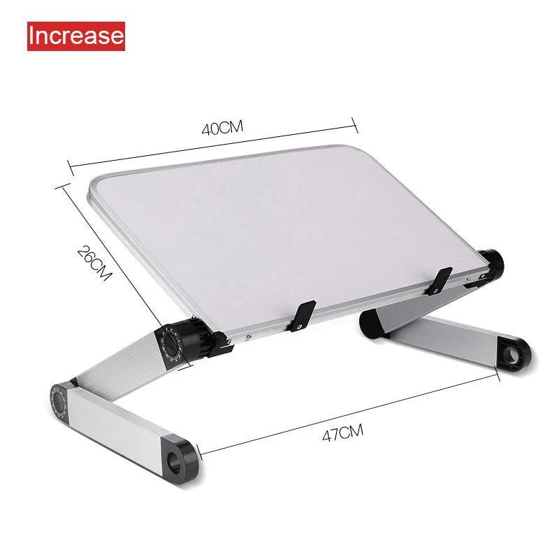 Adjustable Laptop Desk Stand Portable Aluminum Alloy Lapdesk For TV Bed Sofa PC Notebook With Mouse Pad Table Desk Stand Black