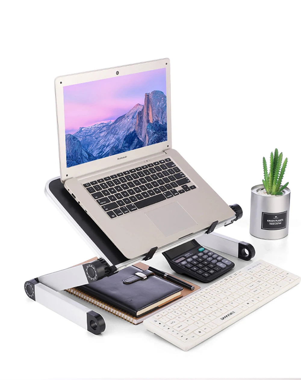 Adjustable Laptop Desk Stand Portable Aluminum Alloy Lapdesk For TV Bed Sofa PC Notebook With Mouse Pad Table Desk Stand Black